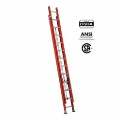 Best Sale 🥰 LOUISVILLE FE3224 24 Ft. Fibreglass Multi-Section Extension Ladder With 300 Lb. Load Capacity Type IA Duty Rating 🎁