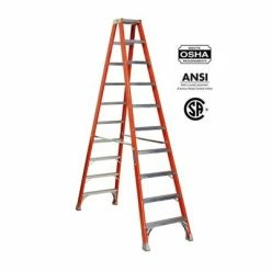 Discount 👍 LOUISVILLE FM1510 10 Ft. Fibreglass Twin Front Ladder With 300 Lb. Load Capacity Type IA Duty Rating 👏