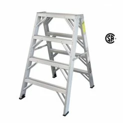 Best Sale 😀 DuraDrive 4 Ft. Aluminum Sawhorse Step Ladder With 300 Lb. Load Capacity 🔔